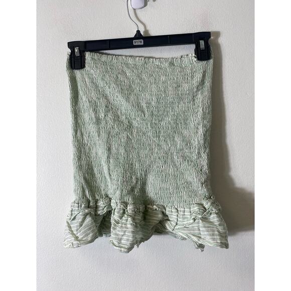 Sage The Label Green and White Striped Smocked Skirt Sz S - Picture 1 of 3